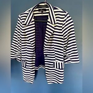 Navy and white striped blazer